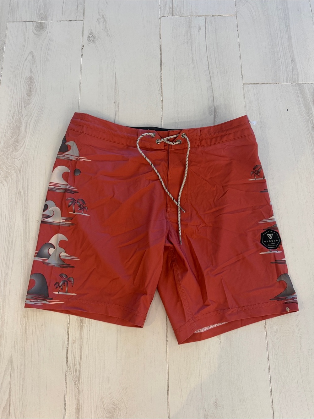 VISSLA Red Wave & Palm Men's Swim Board Shorts